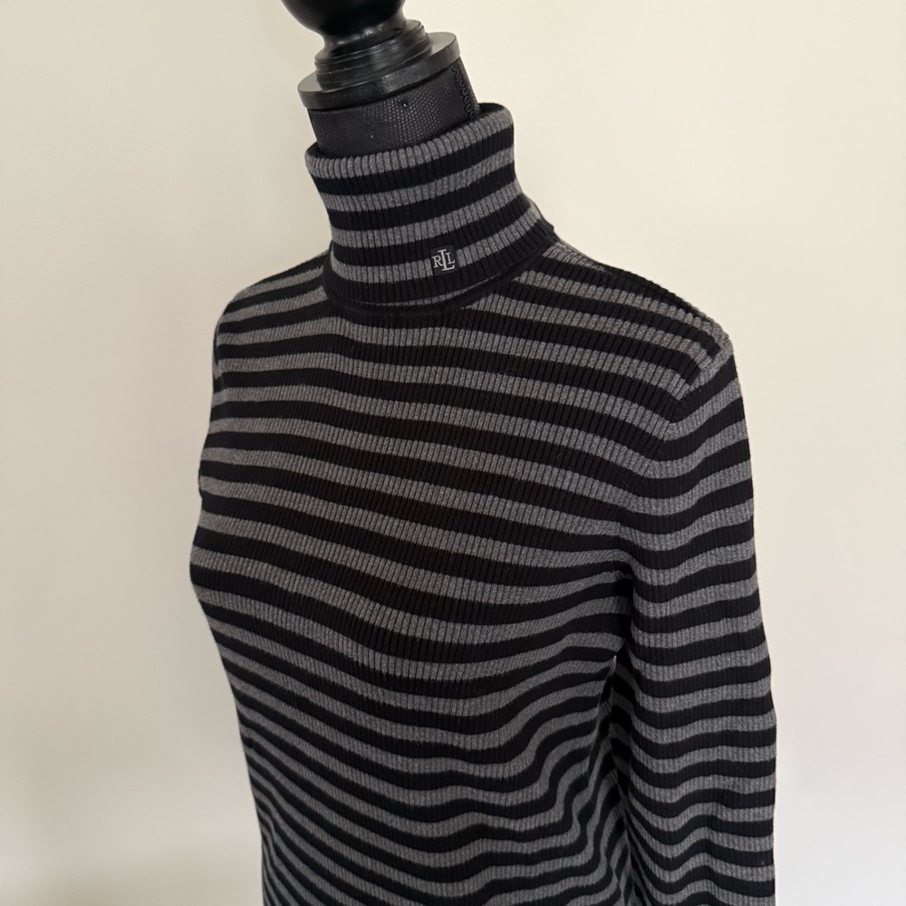 Ralph Lauren Black and Gray Striped Sweater - Picture 3 of 7